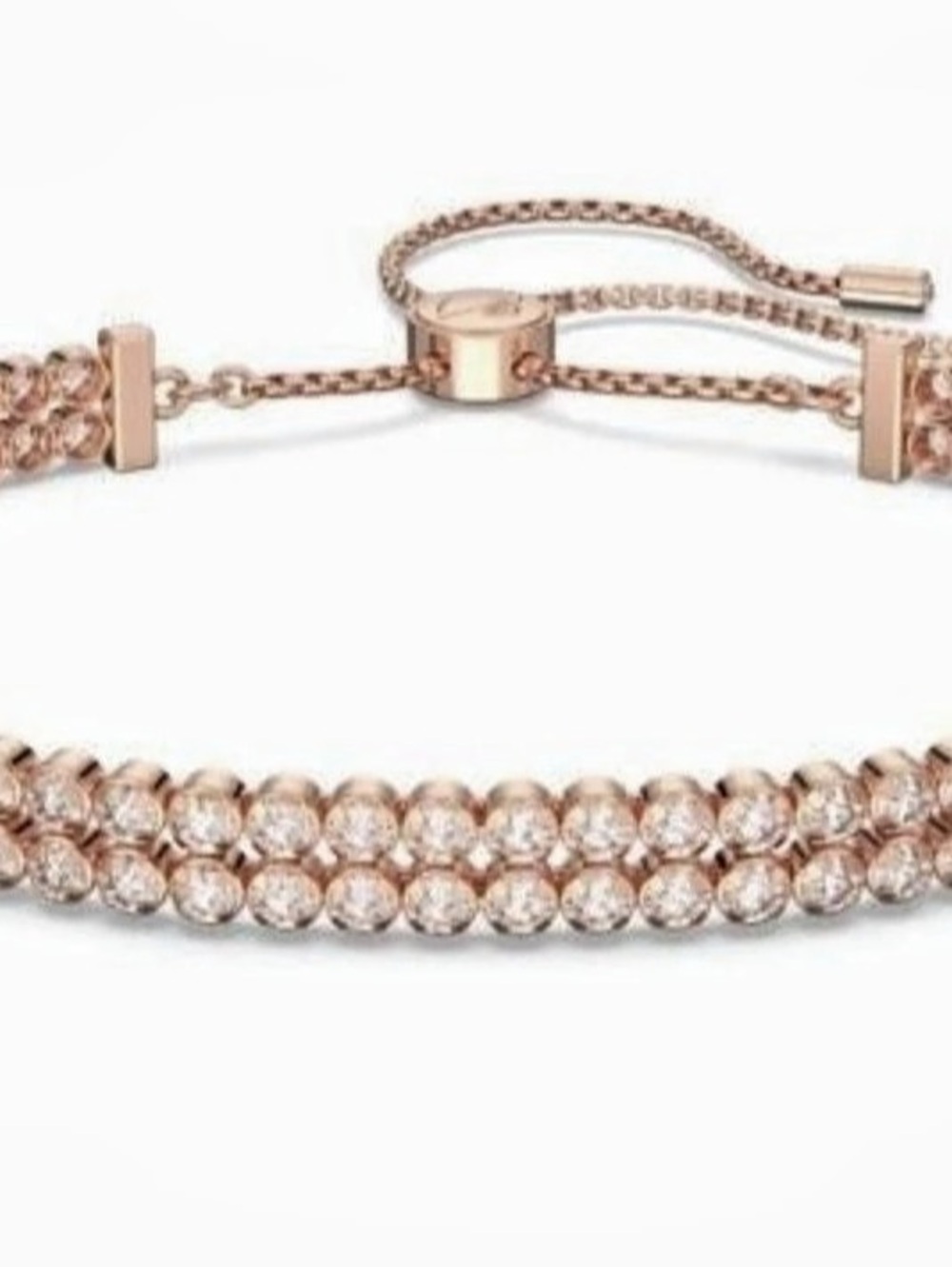 Swarovski Matrix Tennis Bracelet, Round Cut, White, 18K Rose Gold Finish, Pink